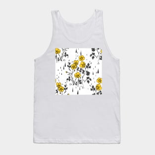 Yellow Buttercup Flower Pattern Tank Top